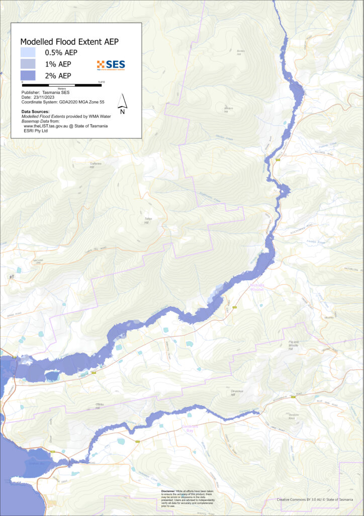Nicholls Rivulet flood map