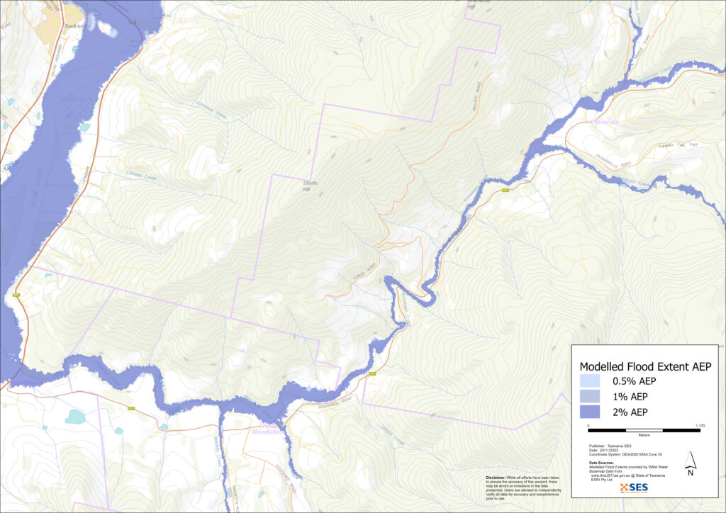 Pelverata - Kellaways Creek flood map
